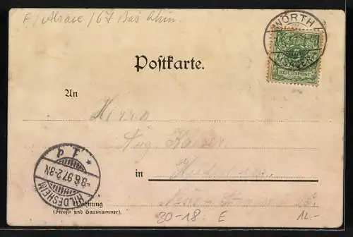 Lithographie Wörth a. S., Siegesdenkmal der III. Armee, 2. Hess. Infant. Reg. No. 82, Ortsansicht