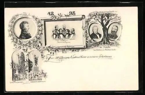 Künstler-AK Revolution 1848, Provisorische Regierung, Schöpfer des Schleswig-Holstein-Lieds