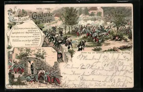 Vorläufer-Lithographie Scene aus der Schlacht bei Gravelotte-St. Privat, 1895, 25-jährige Gedenkfeier