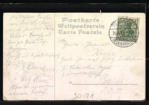 AK Gruss von der Musterung, Infanterie, Überraschung auf Posten, Gemessen