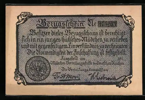 AK Bezugsschein, Berechtigung sich in eine junge Dame zu verlieben, Kriegsnot