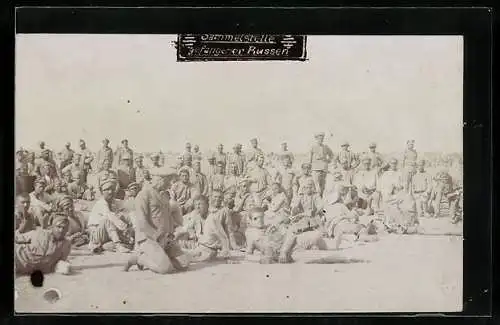 Foto-AK Sammelstelle gefangener Russen