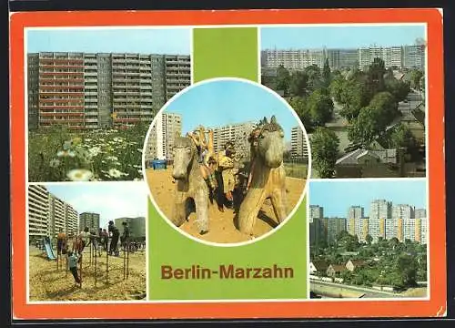 AK Berlin-Marzahn, Hochhaus, Spielplatz