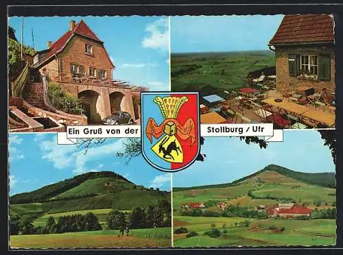 AK Handthal / Steigerwald, Gasthaus Stollburg, Totalansichten, Wappen