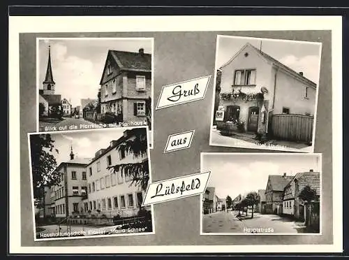 AK Lülsfeld, Pfarrkirche mit Pfarrhaus, Lebensmittel Lindner, Haushaltungsschule Kloster Maria Schnee, Hauptstrasse