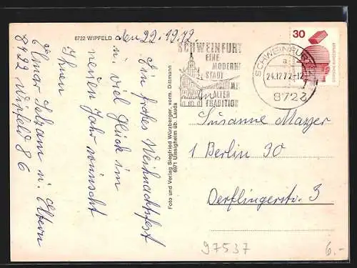 AK Wipfeld / Main, Schloss Klingenberg, Rathaus, Totalansicht