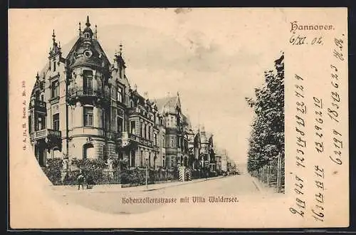 AK Hannover, Hohenzollernstrasse mit Villa Waldersee