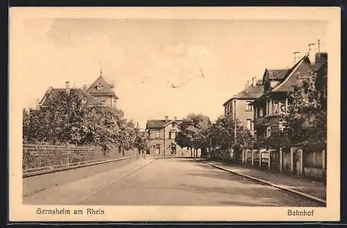 AK Gernsheim am Rhein, Blick zum Bahnhof