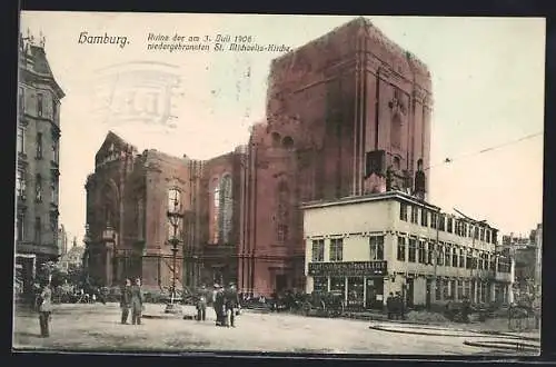 AK Hamburg-Neustadt, Ruine der niedergebrannten St. Michaelis-Kirche