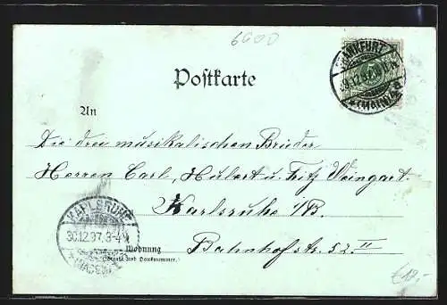 Lithographie Heidelberg, Das Schloss, das Grosse Fass