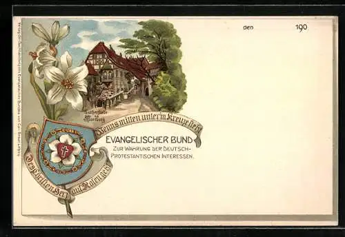 Lithographie Eisenach, Lutherstube a. d. Wartburg, Blume