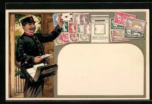 AK Briefbote bringt französische Briefe und Briefmarken, Boîte à Lettres