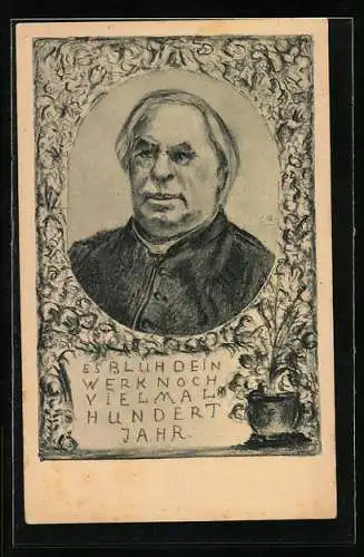 Künstler-AK Portrait von Sebastian Kneipp, Festpostkarte zur Hundertjahrfeier