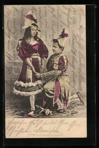 AK Kinderpaar im Faschingskostüm