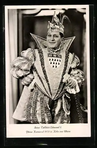 AK Seine Tollität Edmund I., Prinz Karneval 1951 in Köln