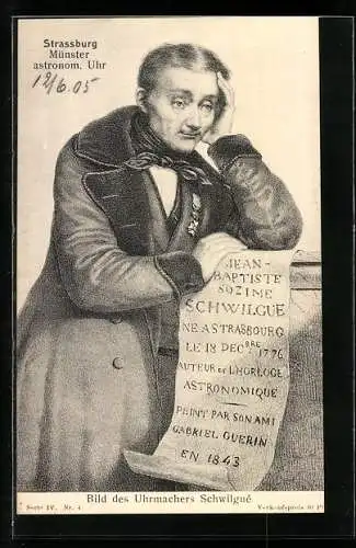 AK Strassburg, Bild des Uhrmachers Schwilgue der astronomischen Uhr am Münster