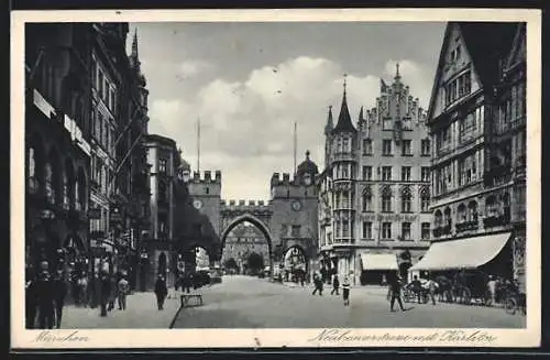 AK München, Neuhauserstrasse mit Karlstor