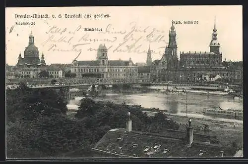 AK Dresden, Altstadt-Panorama von der Neustadt gesehen