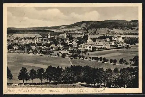 AK Isny i. A., Gesamtansicht mit Blick in die Ferne
