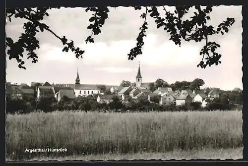 AK Argenthal /Hunsrück, Ortsansicht von einem Feld aus