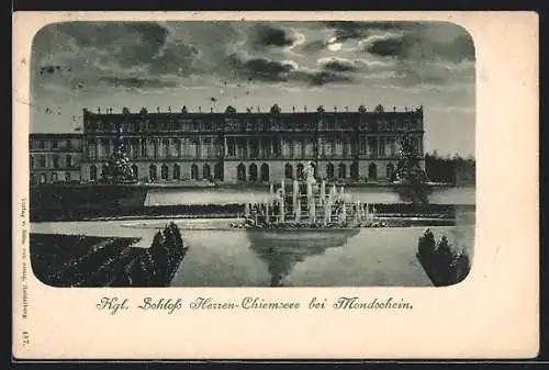 AK Chiemsee, Schloss Herrenchiemsee bei Mondschein