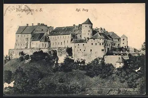 AK Burghausen a. S., Kgl. Burg, Gesamtansicht