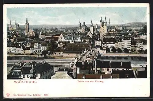 AK Würzburg, Ortsansicht von der Festung aus gesehen