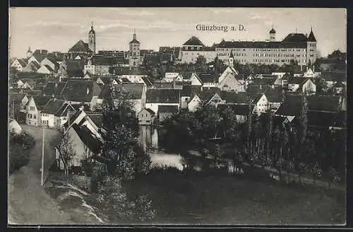 AK Günzburg, Donaupartie mit Blick auf die Altstadt