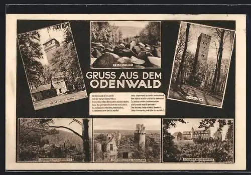 AK Auerbach /Odenwald, Auerbacher Schloss, Schloss Heiligenberg, Melibokus-Turm
