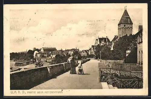 AK Ulm a. D., Promenade beim Metzgerturm