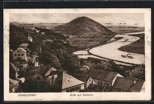 AK Donaustauf, Ortsausblick mit Walhalla