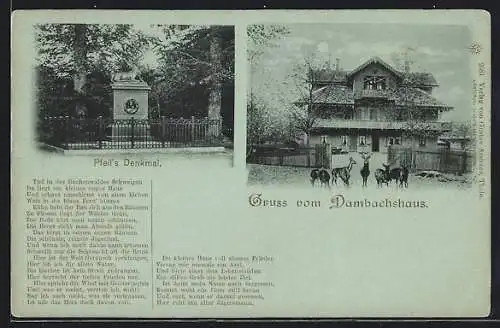 Mondschein-AK Thale, Gasthof Dambachshaus, Pfeil`s Denkmal