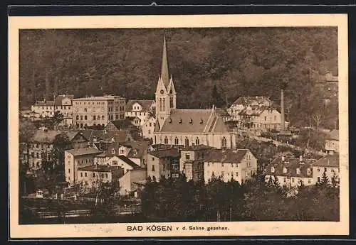 AK Bad Kösen, Teilansicht mit Kirche von der Saline gesehen