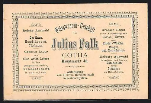AK Gotha, Weisswaren-Geschäft Julius Falk, Hauptmarkt 46