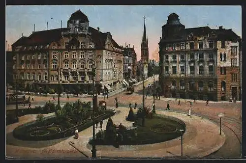 AK Hannover, Aegidienthorplatz mit Anlagen und Strassenbahn