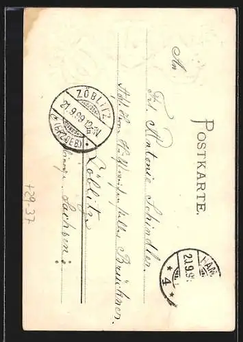 Passepartout-Lithographie Hamburg-Neustadt, Alter Jungfernstieg, Wappen