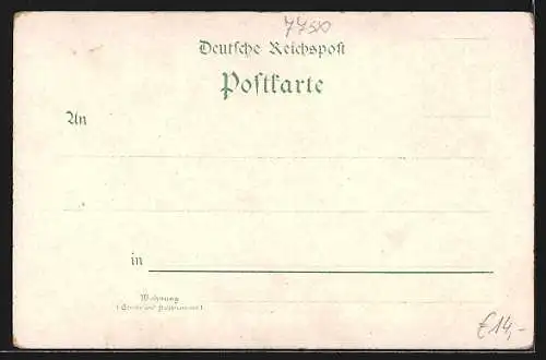 Lithographie Konstanz, Ortsansicht mit Kirche, Singende Frösche u. Vögel