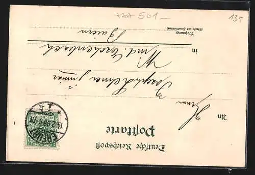 Lithographie Erfurt, Blumenfelder mit Stadtblick