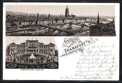 Lithographie Frankfurt-Ostend, Panorama, Zoologischer Garten