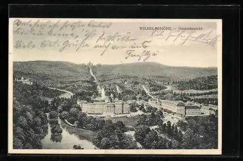 AK Kassel-Wilhelmshöhe, Gesamtansicht mit Schloss Wilhelmshöhe aus der Vogelschau