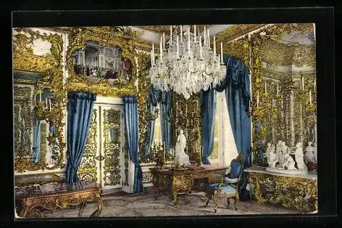 AK Kgl. Schloss Linderhof, Im Spiegelsaal