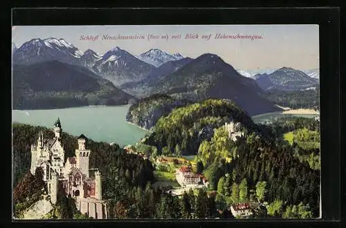 AK Photochromie NR 14192: Schloss Neuschwanstein mit Blick auf Hohenschwangau
