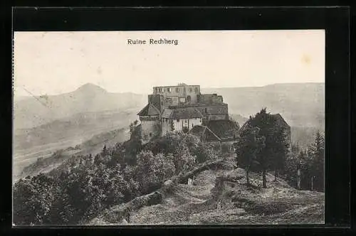AK Ruine Rechberg, Gesamtansicht mit Umgebung