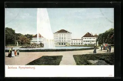 AK Schloss Nymphenburg, Frontansicht mit Fontäne
