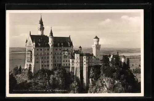 AK Königschloss Neuschwanstein, Totalansicht von der Marienbrücke