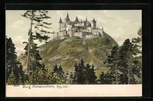 AK Burg Hohenzollern, Gesamtansicht von unten