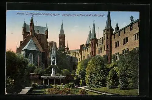 AK Burg Hohenzollern, Burggarten und Blick in den Hof
