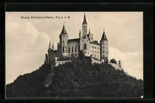 AK Burg Hohenzollern, Ansicht von unterhalb