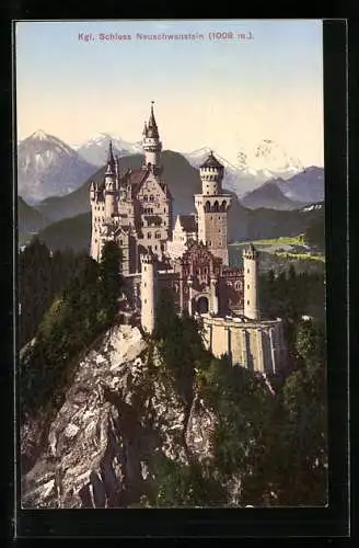 AK Kgl. Schloss Neuschwanstein, Gesamtansicht aus der Vogelschau
