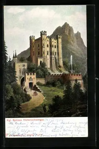 AK Schwangau, Burg Hohenschwangau mit Berg